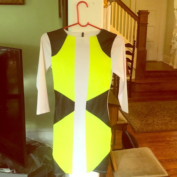 Goodtime USA Dresses & Skirts - Neon Yellow, Black & White Club Dress
